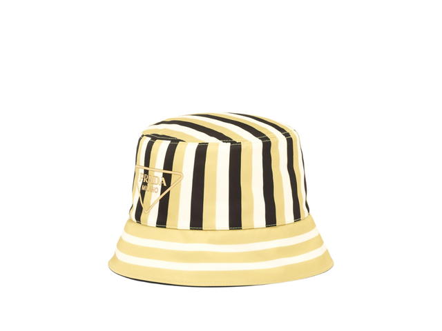 Prada Prada Re-Nylon Bucket Hat In Fabric With Bayadere Printed Logo Yellow-Black - view 1