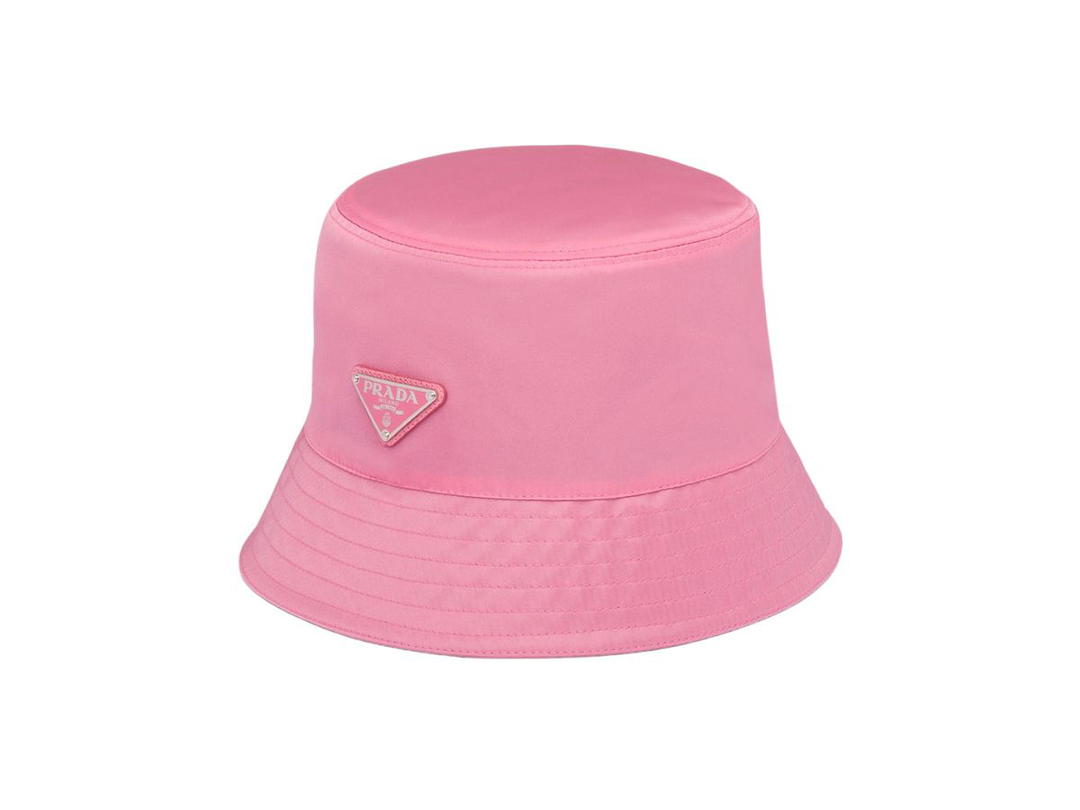 Prada Prada Re-Nylon Bucket Hat With Enameled Metal Triangle Logo Begonia Pink