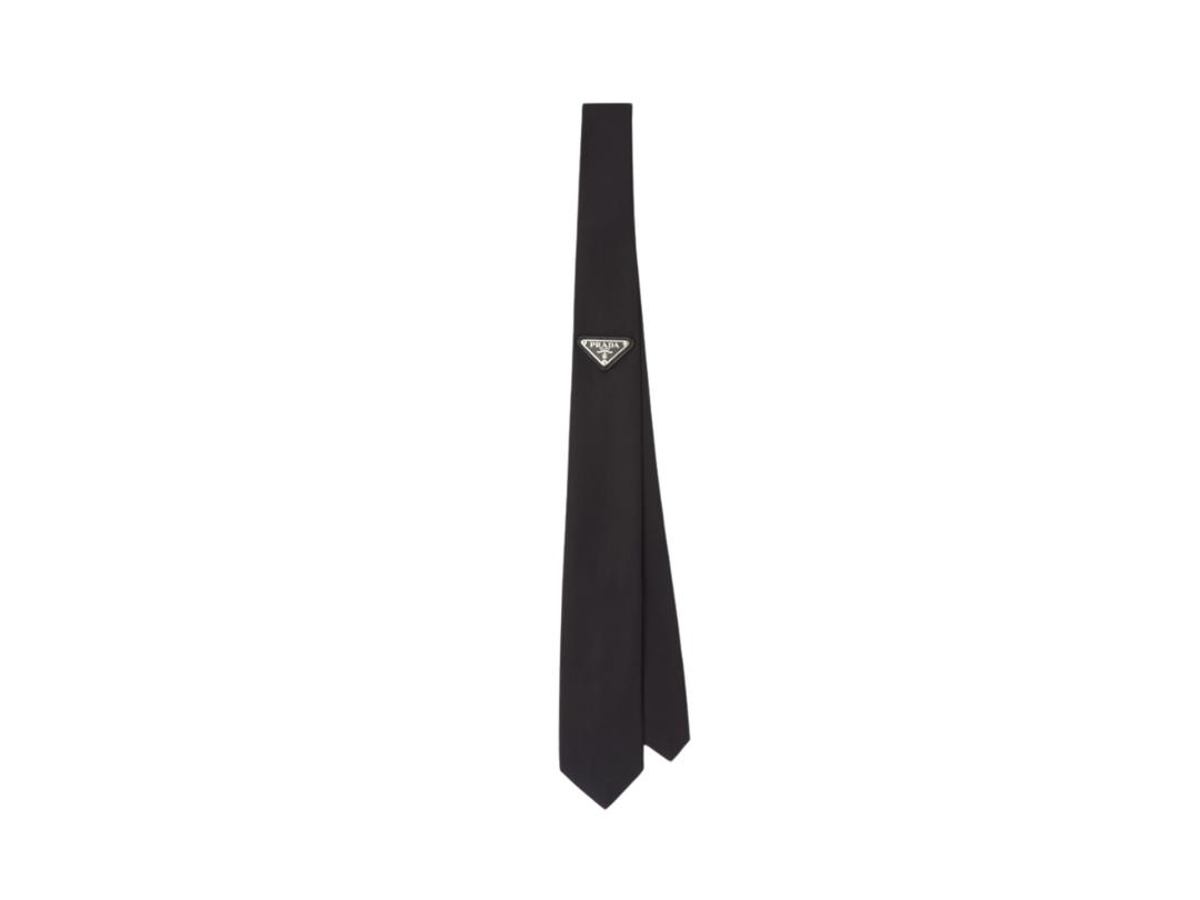 Prada Prada Re-Nylon Gabardine Tie In Nylon With Triangle Logo Black