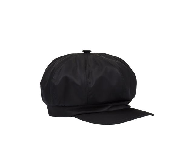 Prada Prada Re-Nylon Hat In Enameled Metal Triangle Logo Black - view 1