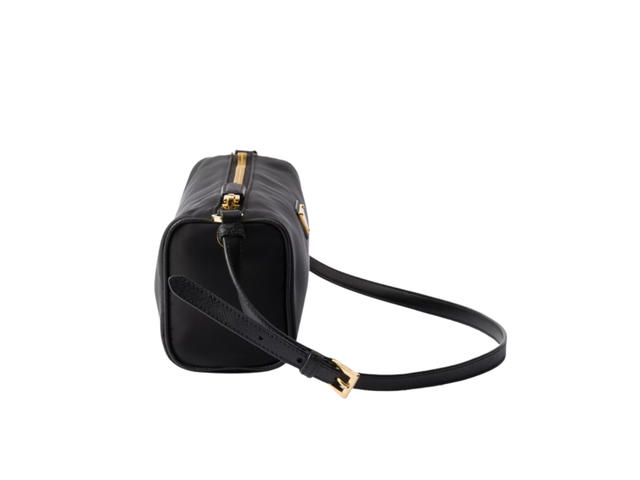 Prada Prada Re-Nylon Pouch In Enameled Metal Triangle Logo With Adjustable Leather Handle Black - view 3