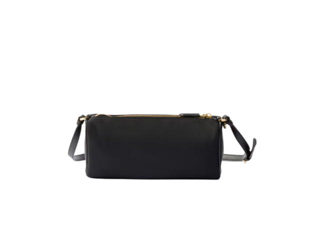 Prada Prada Re-Nylon Pouch In Enameled Metal Triangle Logo With Adjustable Leather Handle Black - view 5