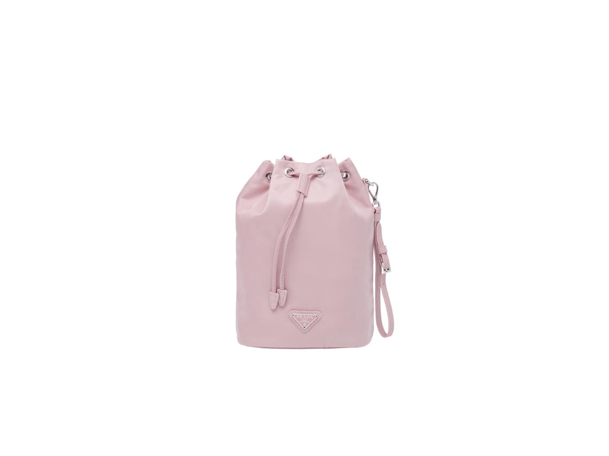 Prada Prada Re-Nylon Pouch In Fabric With Enameled Metal Triangle Logo Alabaster Pink
