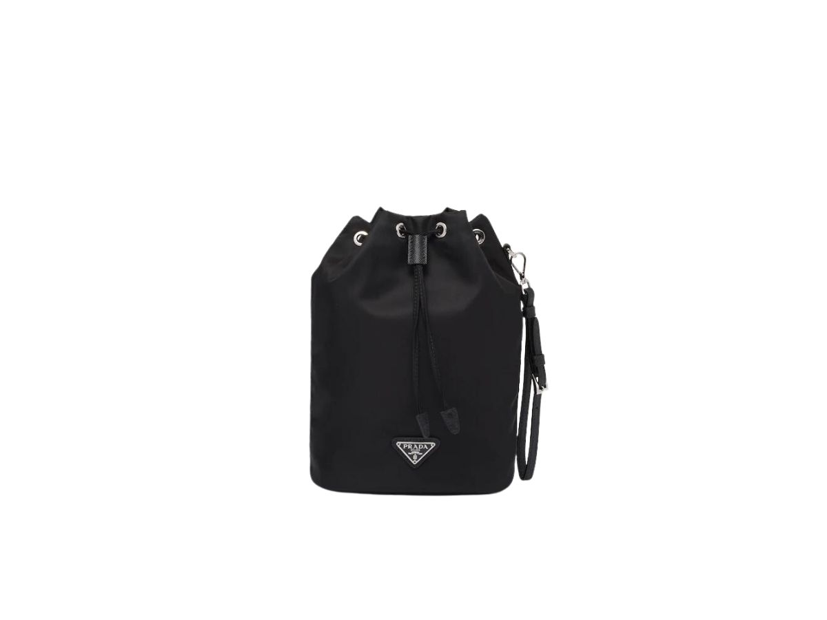 Prada Prada Re-Nylon Pouch With Enameled Metal Triangle Logo-Detachable Leather Handle Black