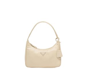 Prada Re-Nylon Re-Edition 2000 Mini-Bag With Enameled Metal Triangle Logo Desert Beige
