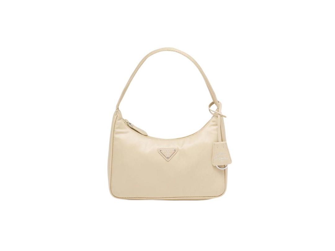Prada Prada Re-Nylon Re-Edition 2000 Mini-Bag With Enameled Metal Triangle Logo Desert Beige
