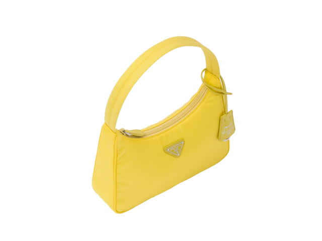Prada Prada Re-Nylon Prada Re-Edition 2000 Mini-Bag In Fabric With Enameled Metal Triangle Logo Woven Tape Handle Citron Yellow - view 3