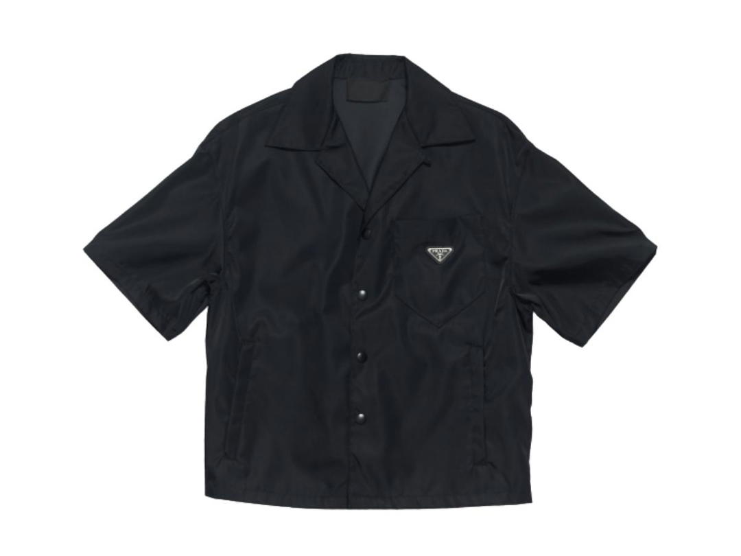 Prada Prada Re-Nylon Short Sleeved Cropped Bowling Shirt Black