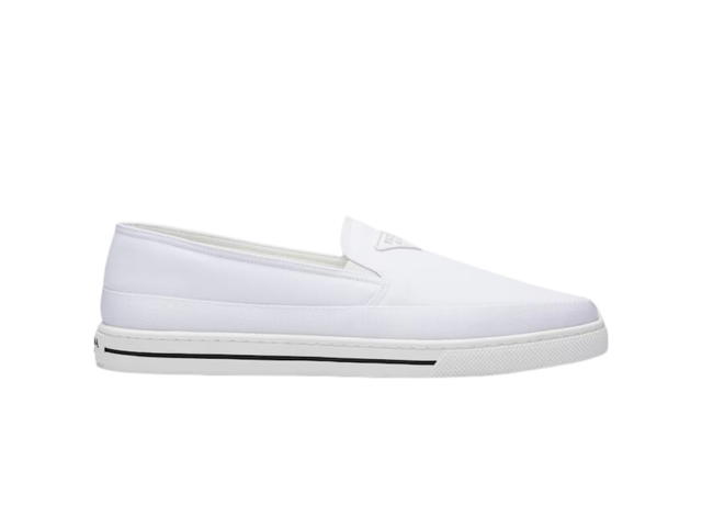Prada Prada Re-Nylon Slip-On Sneakers Embossed Rubber Triangle Logo White - view 1