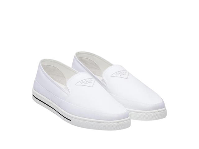 Prada Prada Re-Nylon Slip-On Sneakers Embossed Rubber Triangle Logo White - view 2
