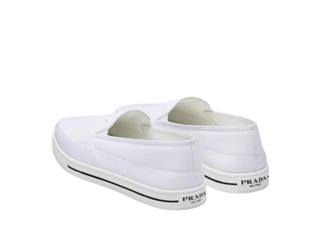 Prada Prada Re-Nylon Slip-On Sneakers Embossed Rubber Triangle Logo White - view 3