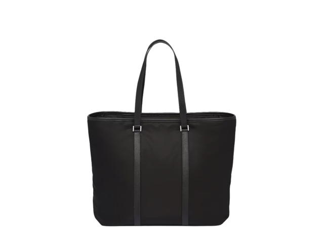 Prada Prada Re-Nylon Tote Bag In Saffiano Leather With Enameled Metal Haredware Black - view 2