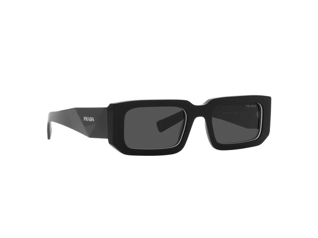 Prada Prada Rectangle Sunglasses In Black Acetate Frame With Grey Lenses