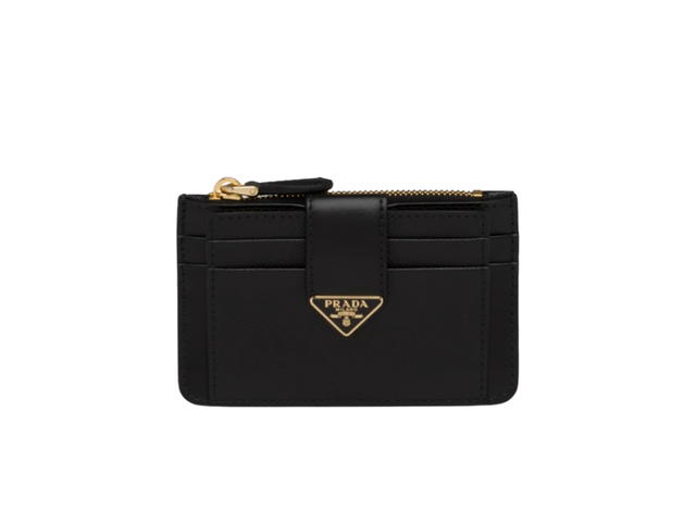 Prada Prada Saffiano And Leather Card Holder Black - view 1