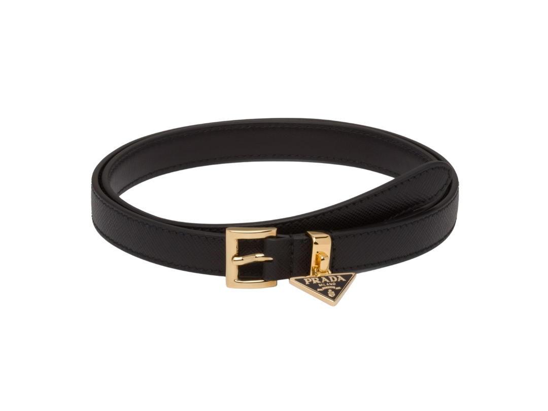 Prada Prada Saffiano Belt In Leather With Metal buckle Black