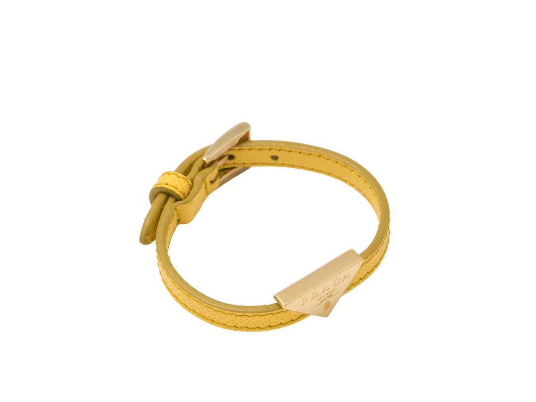 Prada Prada Saffiano Leather Bracelet In Leather With Metal Buckle Closure Yellow