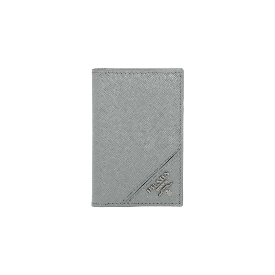 Prada Prada Saffiano Leather Card Holder Marble Gray