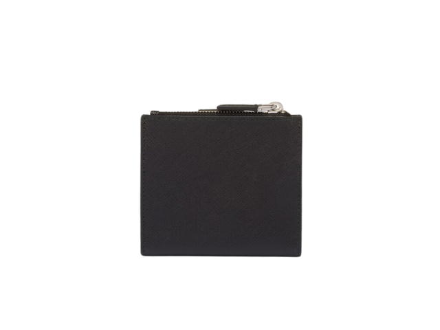 Prada Prada Saffiano Leather Card Holder with Enameled-Metal Triangle Logo Black (Ten Card Slots) - view 2