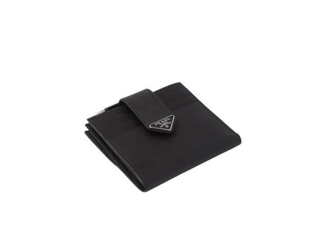 Prada Prada Saffiano Leather Card Holder with Enameled-Metal Triangle Logo Black (Ten Card Slots) - view 3
