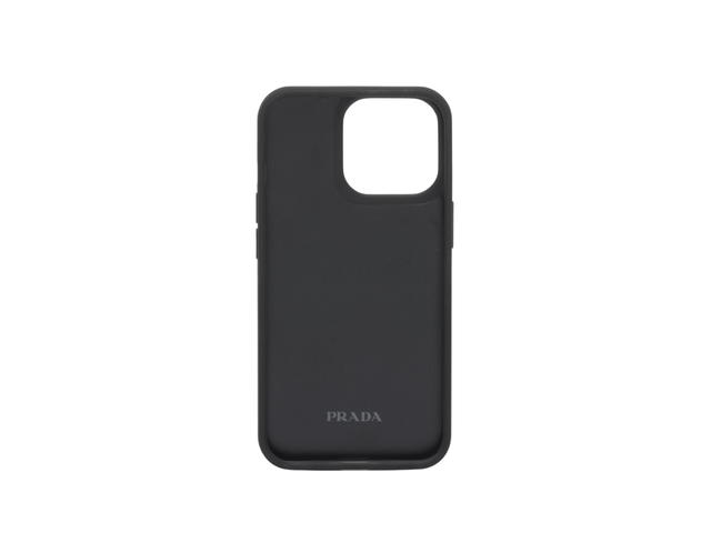 Prada Prada Saffiano Leather Cover For iPhone 14 Pro With Enameled Metal Triangle Logo Black - view 2