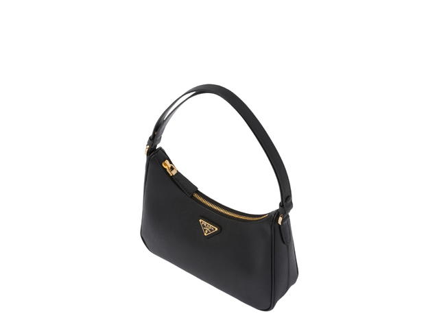Prada Prada Re-Edition Saffiano Leather Mini-Bag With Enameled Metal Triangle Logo Black - view 3