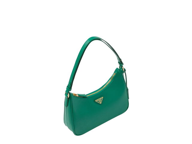 Prada Prada Re-Edition Saffiano Leather Mini-Bag With Enameled Metal Triangle Logo Mango - view 3