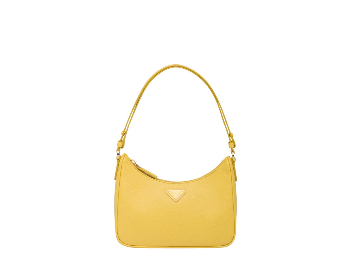 Prada Prada Re-Edition Saffiano Leather Mini-Bag With Enameled Metal Triangle Logo Sunny Yellow