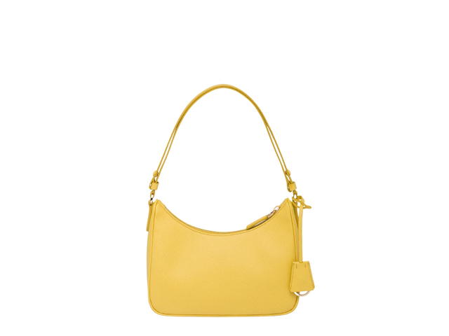 Prada Prada Re-Edition Saffiano Leather Mini-Bag With Enameled Metal Triangle Logo Sunny Yellow - view 2