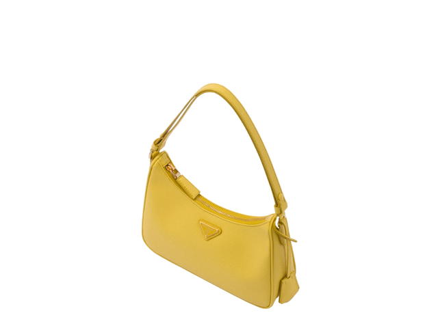 Prada Prada Re-Edition Saffiano Leather Mini-Bag With Enameled Metal Triangle Logo Sunny Yellow - view 3