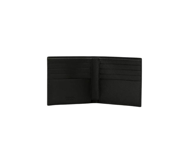 Prada Prada Saffiano Leather Wallet Silver Logo Black - view 3