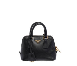Buy Prada Saffiano Mini Bag In Black Leather With Gold Metal Hardware at Sasom – Authentic and Ready to Ship