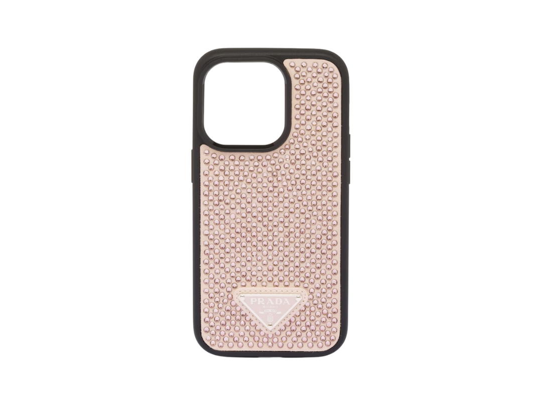 Prada Prada Satin Cover for iPhone 14 Pro With Synthetic Crystals Water Lily