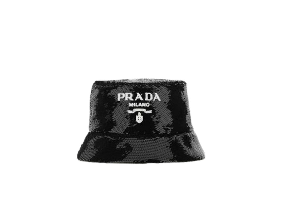 Prada Prada Sequin Bucket Hat With Contrast Logo Black
