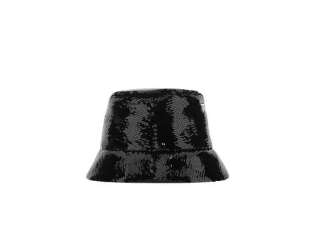 Prada Prada Sequin Bucket Hat With Contrast Logo Black - view 2