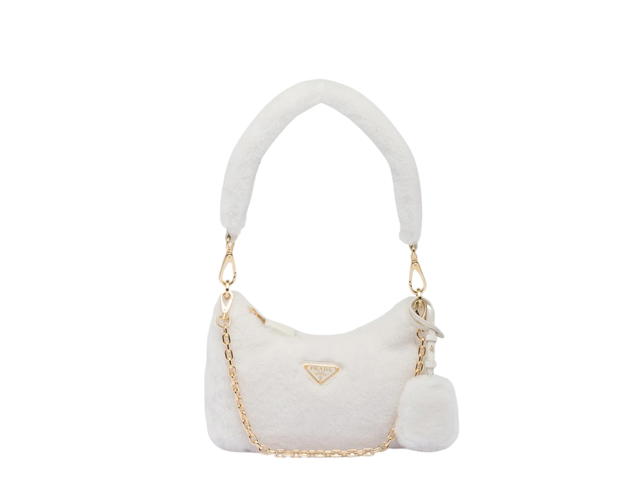 Prada Prada Shearling Mini-Bag In Leather With Metal Gold-tone Hardware White - view 1