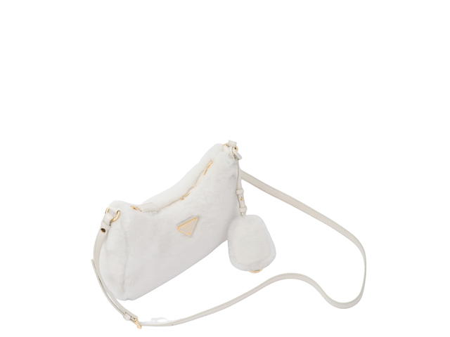 Prada Prada Shearling Mini-Bag In Leather With Metal Gold-tone Hardware White - view 3