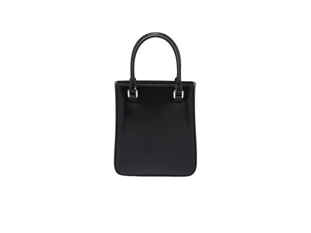 Prada Prada Small Brushed Leather Tote With Enameled Metal Triangle Logo And Metal Hardware Black - view 2