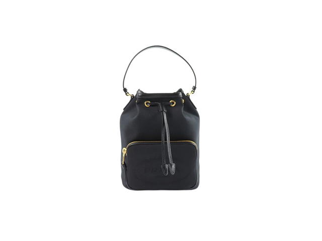 Prada Prada Small Bucket Bag With Jacquard Logo Black - view 1