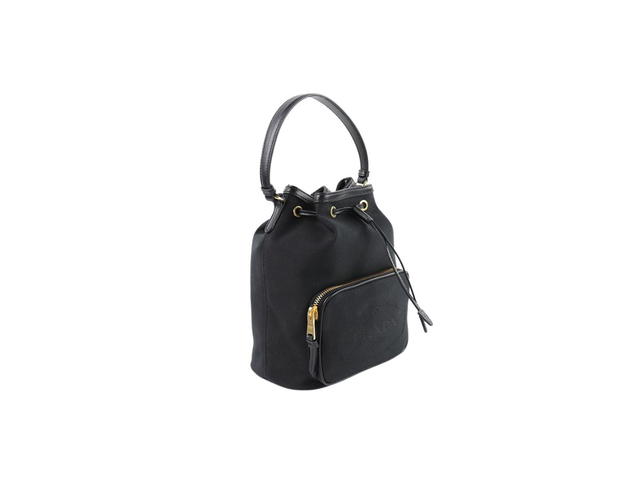 Prada Prada Small Bucket Bag With Jacquard Logo Black - view 2