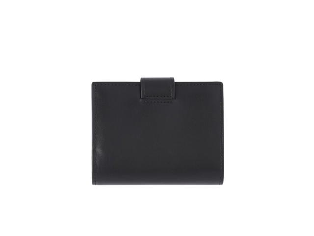 Prada Prada Small Leather Wallet With Enameled Metal Triangle Logo Three Card Slots Black - view 3