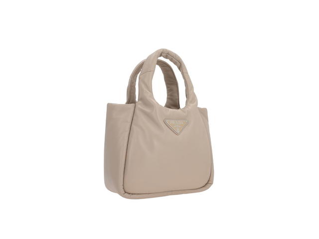 Prada Prada Small Padded Re-Nylon Tote Bag With Enameled Metal Triangle Logo And Metal Hardware Desert Beige - view 2
