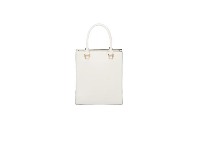 Prada Prada Small Saffiano Leather Handbag With Embossed Lettering Logo And Metal Hardware White - view 2