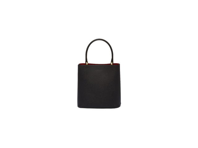 Prada Prada Small Saffiano Leather Panier Bag With Metal Hardware Black Fiery Red - view 2