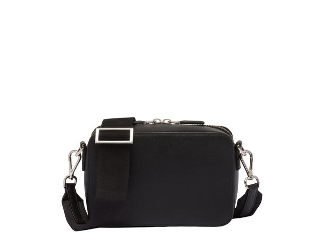Prada Prada Small Saffiano Leather Prada Brique Bag In Enamel Metal Black - view 2