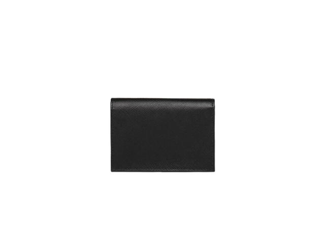 Prada Prada Small Saffiano Leather Wallet With Enameled Metal Triangle Logo Black - view 2