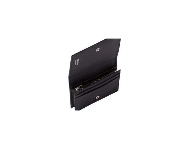 Prada Prada Small Saffiano Leather Wallet With Enameled Metal Triangle Logo Black - view 3