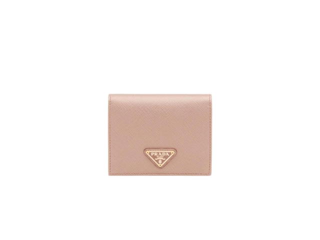 Prada Prada Small Saffiano Leather Wallet With Enameled Metal Triangle Logo Powder Pink - view 1