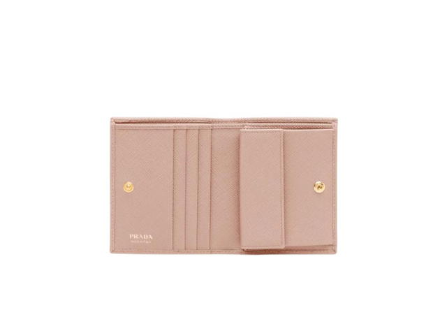 Prada Prada Small Saffiano Leather Wallet With Enameled Metal Triangle Logo Powder Pink - view 3
