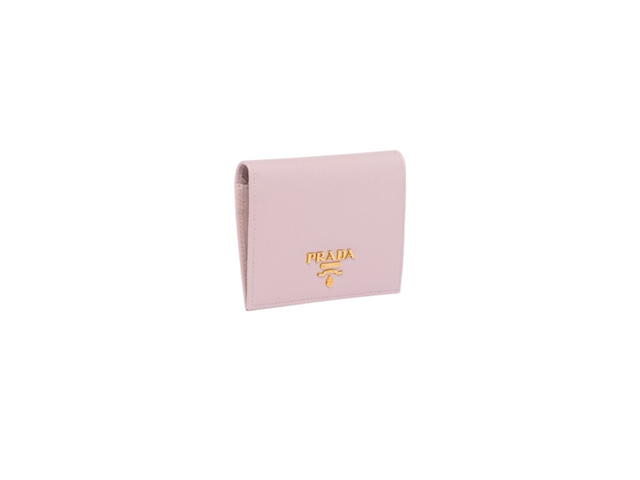 Prada Prada Small Saffiano Leather Wallet With Metal Lettering Logo Alabaster Pink - view 2