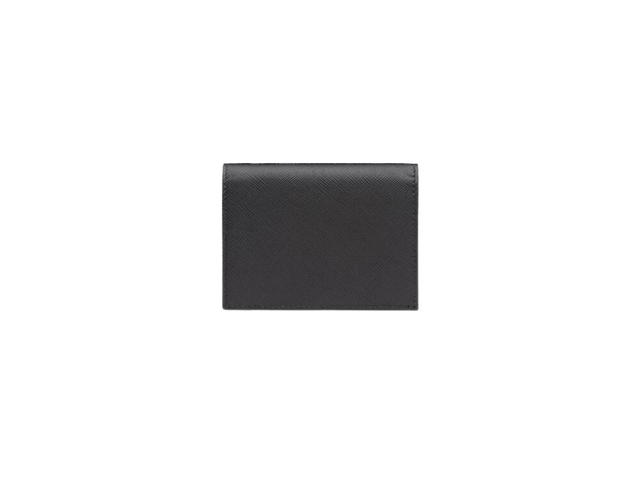 Prada Prada Small Saffiano Leather Wallet With Metal Lettering Logo Black - view 3